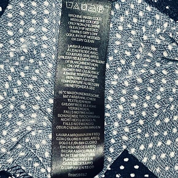 Adrianna Papell Pullover Blouse, Cap Sleeves, Navy w/White Polka Dots, Size 1X - Picture 5 of 7